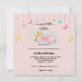 Invitation Une douce petite fille Baby shower rose (Devant)