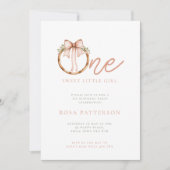 Invitation Une douce petite fille Bow & Hoop 1er anniversaire (Devant)