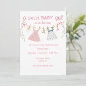 Invitation Une douce petite fille en chemin, baby shower invi (Debout devant)