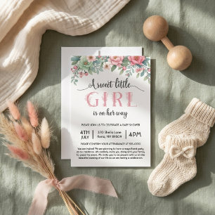 Invitation Une douce petite fille est en chemin Baby shower