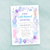 Invitation Une Douce Petite Sirène Fête de Naissance Pastel B