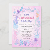 Invitation Une Douce Petite Sirène Fille Pastel Baby Shower (Devant)