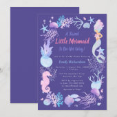 Invitation Une Douce Petite Sirène Fille Violette Baby Shower (Devant / Derrière)