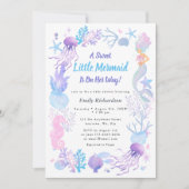 Invitation Une Douce Petite Sirène Pastel Fille Baby Shower (Devant)