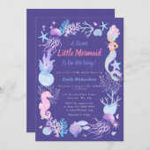 Invitation Une douce petite sirène pourpre bébé bébé fille do (Devant / Derrière)