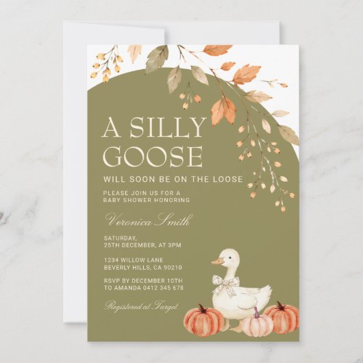 Invitation Une douche de bébé A Silly Goose automne citrouill (Devant)