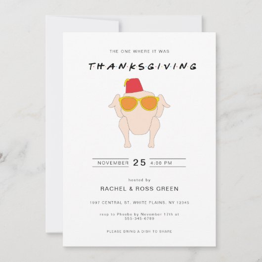 Invitation Une drôle d'invitation de Thanksgiving avec la Tur (Devant)