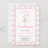 Invitation Une drôle d'oie printemps rose Daisy Premier Anniv (Devant)