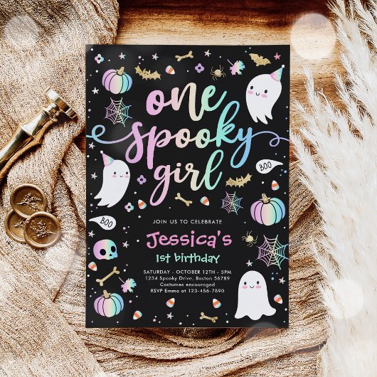 Invitation Une Éffrayante fille mignonne Halloween Ghost 1er 