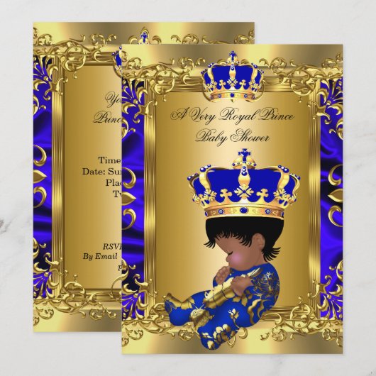 Invitation Une ethnie très royale du Baby shower Prince (Devant / Derrière)