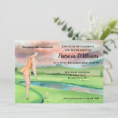 Invitation Une femme de golf de retraite se met au vert (Debout devant)