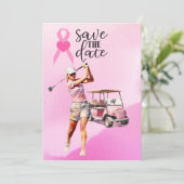 Invitation Une femme golfer rose voiturette de golf sur rose (Debout devant)