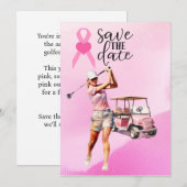 Invitation Une femme golfer rose voiturette de golf sur rose (Devant / Derrière)