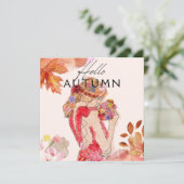 Invitation Une femme tenant un bouquet de couleurs d'automne (Debout devant)