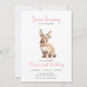 Invitation Une fête anniversaire de enfant florale lapin Invi (Devant)