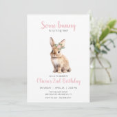 Invitation Une fête anniversaire de enfant florale lapin Invi (Debout devant)