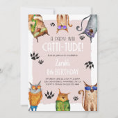 Invitation Une fête avec une attitude de chat ! Anniversaire (Devant)