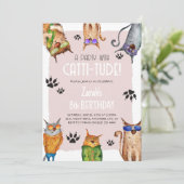 Invitation Une fête avec une attitude de chat ! Anniversaire (Debout devant)