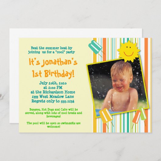 Invitation Une fête "Cool" ! (Devant / Derrière)