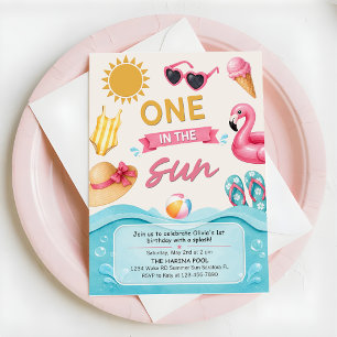 Invitation Une fête d'anniversaire au soleil en été à la pisc