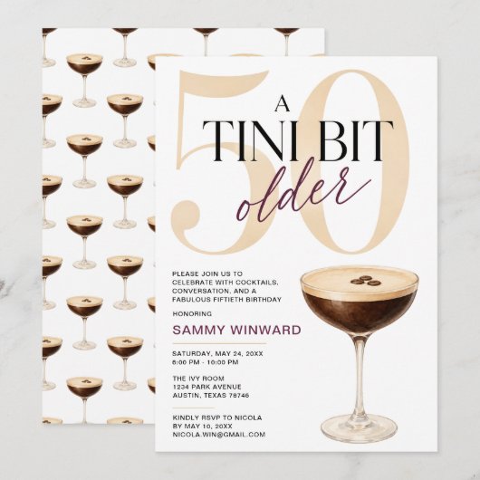 Invitation Une fête d'anniversaire de 50 ans un peu plus âgée (Devant / Derrière)