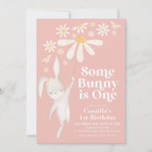 Invitation Une fête d'anniversaire de Bunny Daisy Pink Girl (Devant)