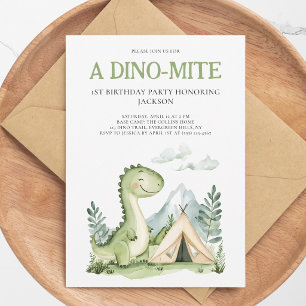 Invitation Une fête d'anniversaire Dino-mite de garçon avec u
