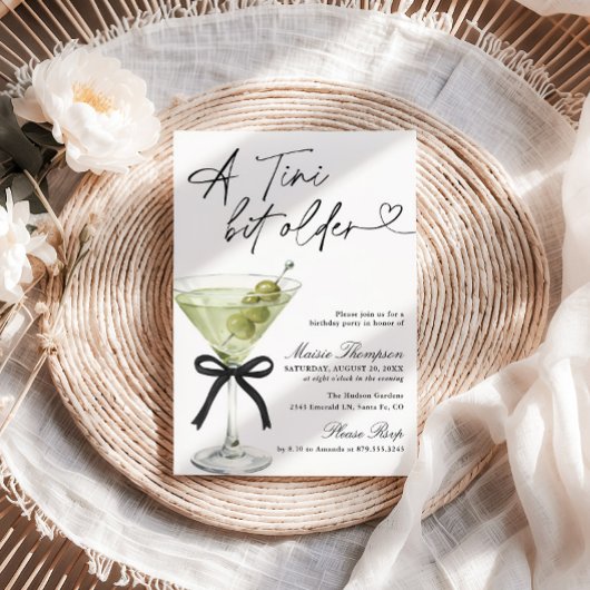 Invitation Une fête d'anniversaire Martini Olive Un Peu Plus