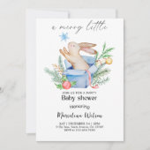 Invitation Une fête de baby shower joyeuse avec un petit lapi (Devant)