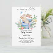 Invitation Une fête de baby shower joyeuse avec un petit lapi (Debout devant)
