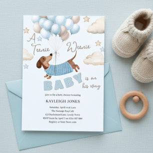 Invitation Une Fête de Bébé Garçon avec un Teckel Adorable