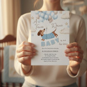 Invitation Une Fête de Bébé Garçon avec un Teckel Adorable