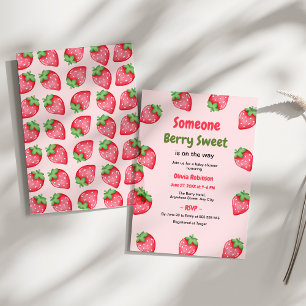 Invitation Une Fête de Bébé Rose Fraise Très Sucrée