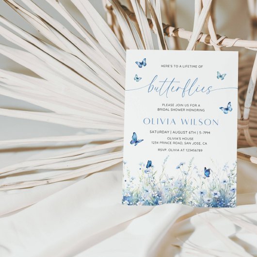 Invitation Une fête de la Fête des mariées des papillons à vi