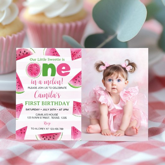 Invitation Une fête de premier anniversaire avec pastèque