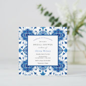 Invitation Une Fête des mariées en carrelage bleu marocain (Debout devant)