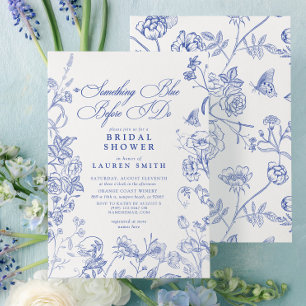 Invitation Une Fête des mariées Florale Victorienne Bleue