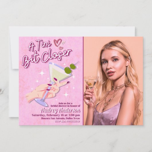 Invitation Une Fête des mariées Martini un peu plus proche de (Devant)