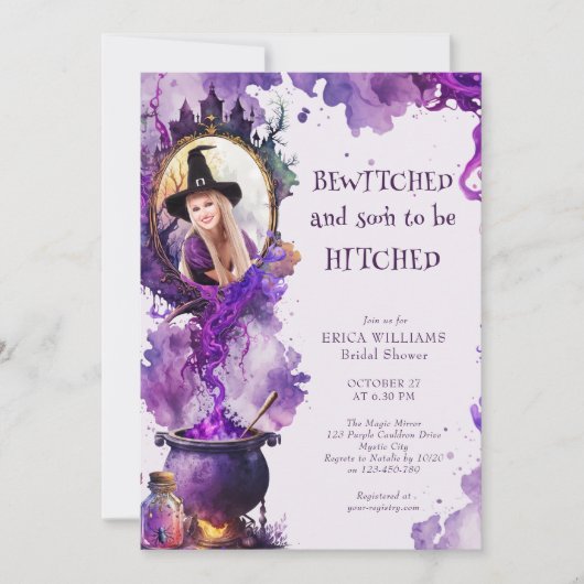 Invitation Une Fête des mariées photo Halloween cachée (Devant)