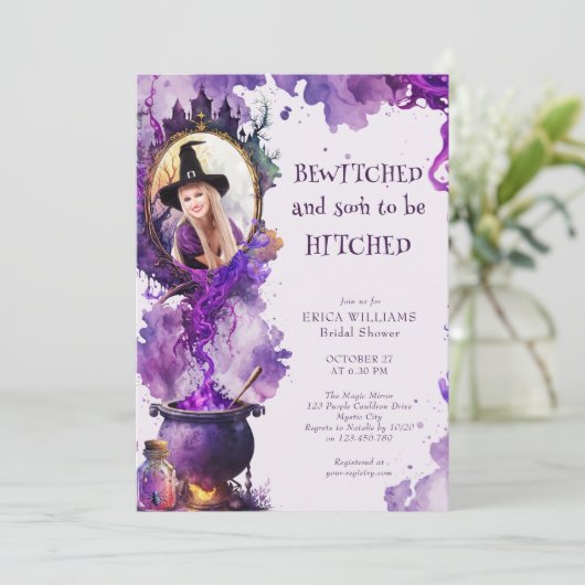 Invitation Une Fête des mariées photo Halloween cachée (Debout devant)