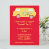 Invitation Une fête hippie rouge et jaune (Debout devant)