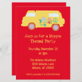 Invitation Une fête hippy rouge et jaune (Devant / Derrière)