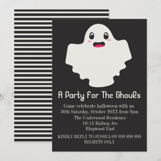 INVITATION UNE FÊTE POUR LE GHOULS HALLOWEEN (Devant / Derrière)