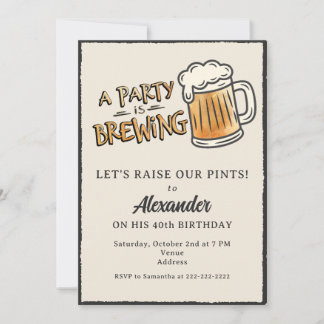 Invitation Une fête se prépare Anniversaire Milésime Bière Ru