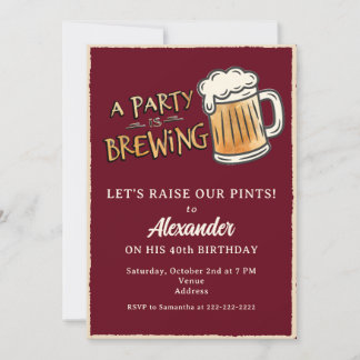 Invitation Une fête se prépare Anniversaire Milestone Bière R