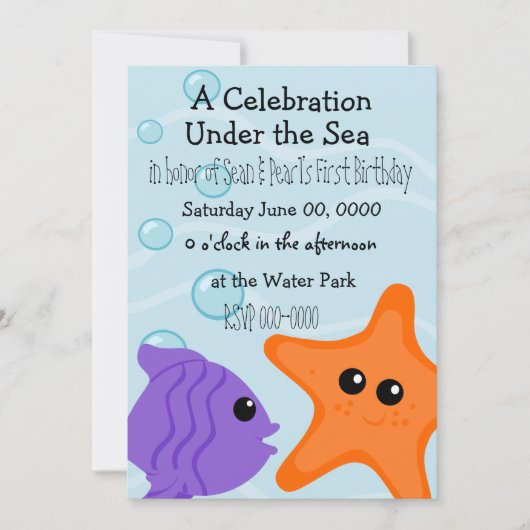 Invitation Une fête sous la mer (Devant)