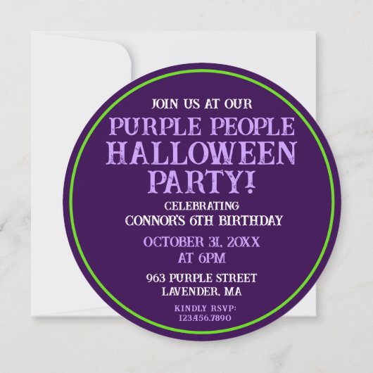 Invitation Une Fête Violette avec un Gros Oeil (Dos)