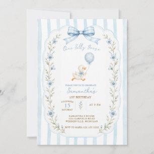 Invitation Une Fille à l'Arc Bleu de l'Oie Idiote 1er Anniver
