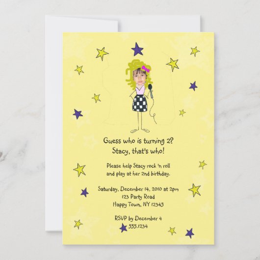 Invitation Une fille à l'image d'une rock star (Devant)