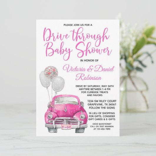 Invitation Une Fille À Travers Une Voiture Baby shower